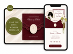 Burgundy Save the Date Website Template Wedding Invitation with RSVP