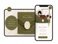 Olive Green Save the Date Website Template Wedding Invitation with RSVP