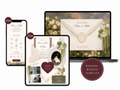 Wedding Website Template Canva Green & Burgundy Invitation with RSVP