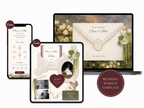 Wedding Website Template Canva Green & Burgundy Invitation with RSVP