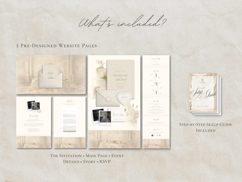 Wedding Website Template Canva Elegant Ivory Invitation with RSVP Editable Online