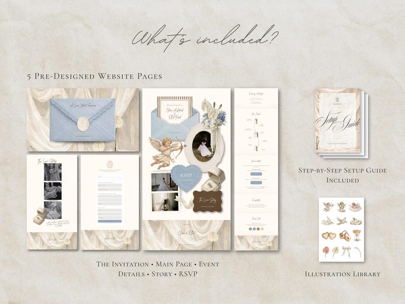 Wedding Website Template Canva Dusty Blue Invitation with RSVP