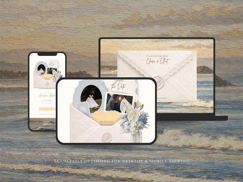 Save the Date Website Template  Beach Modern Invitation with RSVP