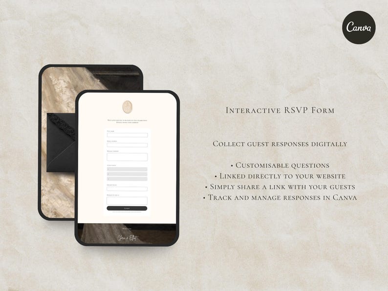Save the Date Website Template  Black & White Modern Invitation with RSVP