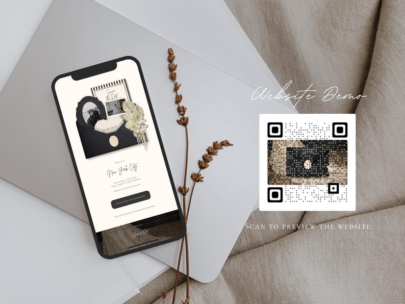 Save the Date Website Template  Black & White Modern Invitation with RSVP