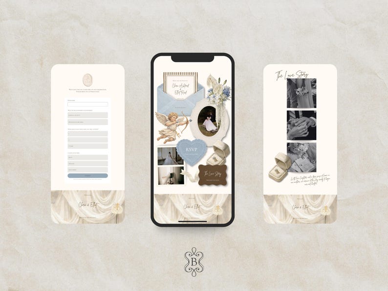 Wedding Website Template Canva Dusty Blue Invitation with RSVP