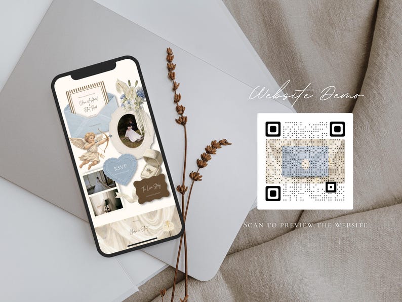 Wedding Website Template Canva Dusty Blue Invitation with RSVP