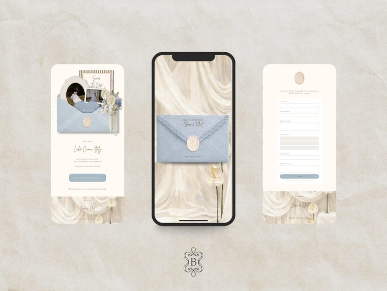 Save the Date Website Template Canva Dusty Blue Invitation with RSVP