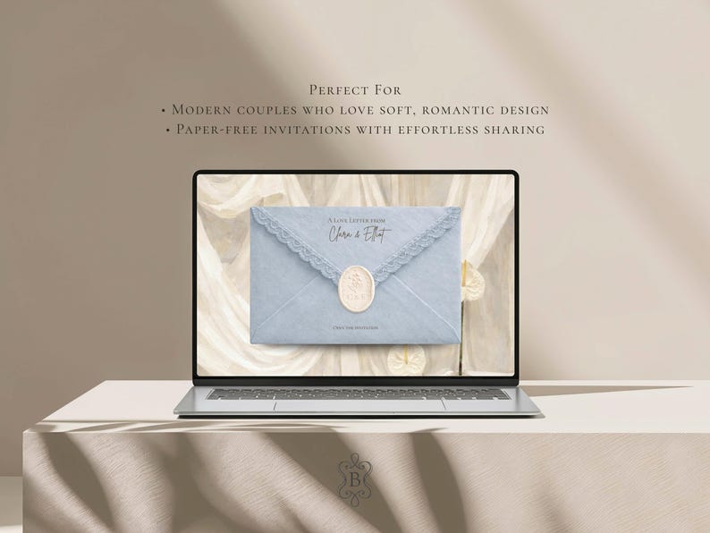 Save the Date Website Template Canva Dusty Blue Invitation with RSVP