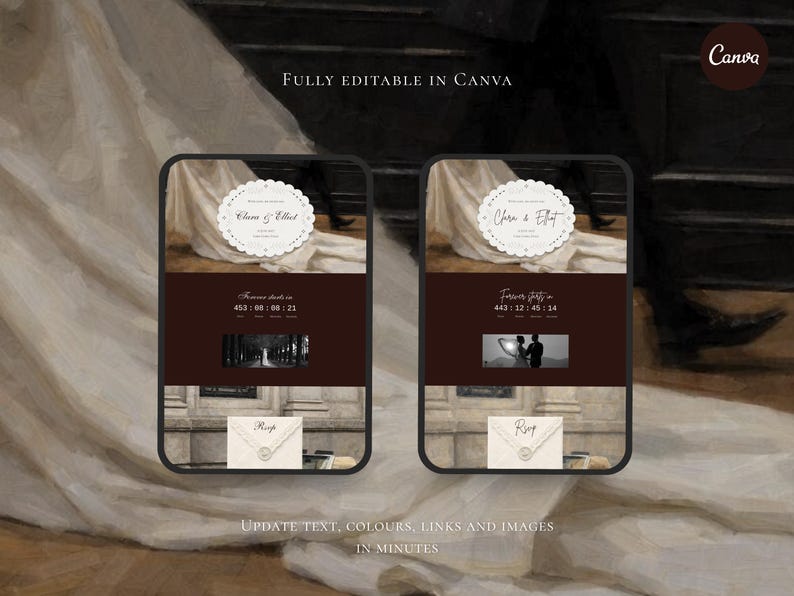 Wedding Website Template Canva Green & Burgundy Invitation with RSVP
