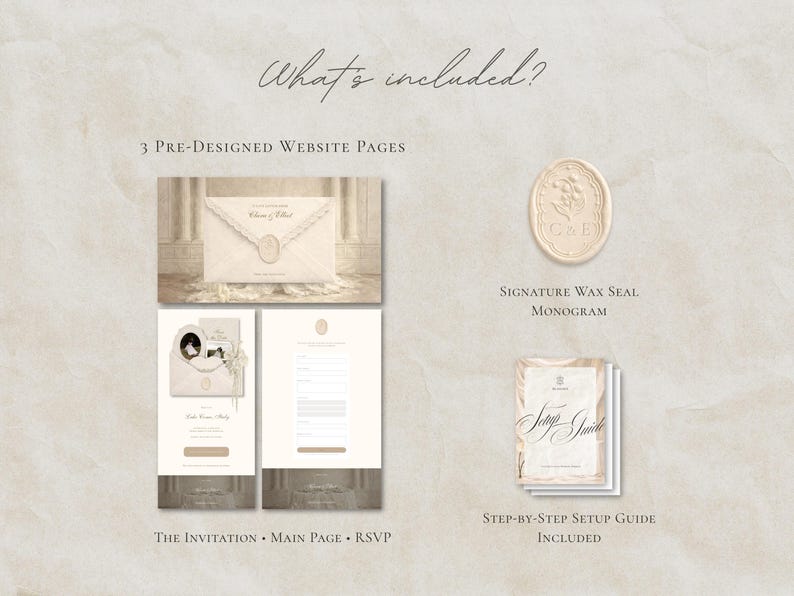 Save the Date Website Template Elegant Ivory Invitation with RSVP