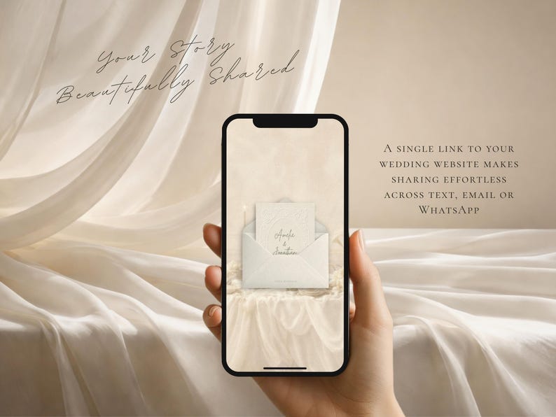 Wedding Website Template Canva Elegant Ivory Invitation with RSVP Editable Online