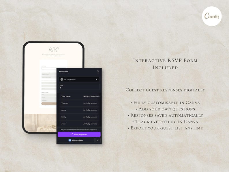 Wedding Website Template Canva Elegant Ivory Invitation with RSVP Editable Online