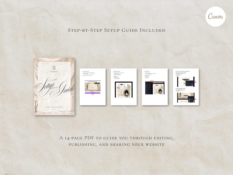 Wedding Website Template Canva Elegant Ivory Invitation with RSVP Editable Online