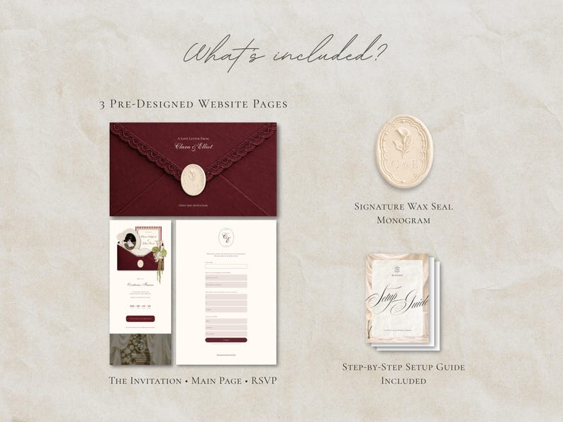 Burgundy Save the Date Website Template Wedding Invitation with RSVP