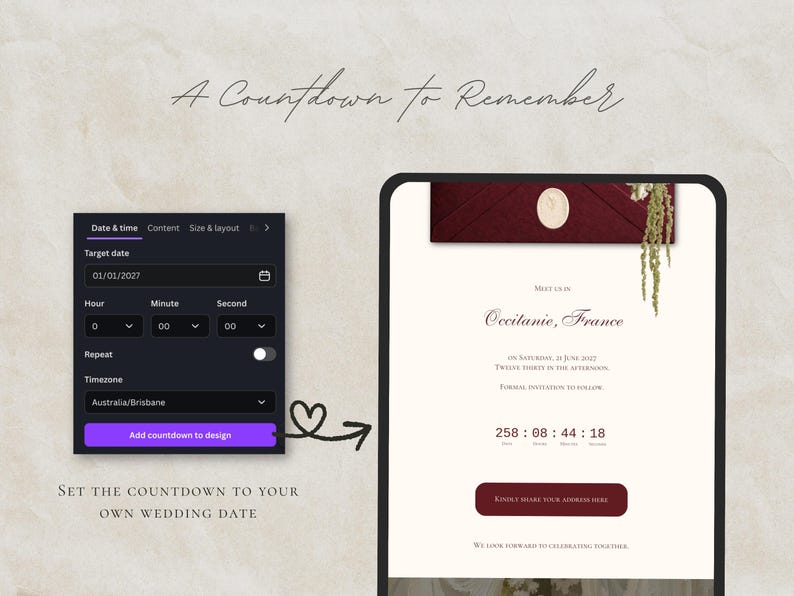 Burgundy Save the Date Website Template Wedding Invitation with RSVP