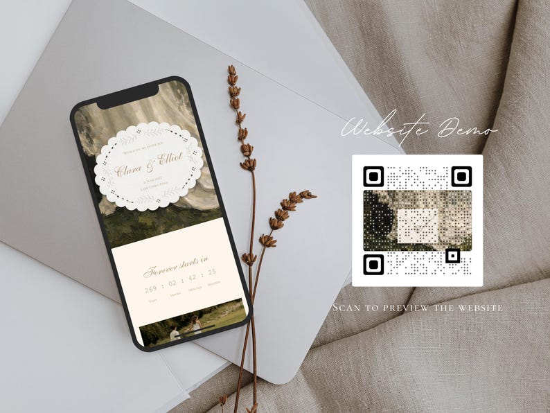 Luxury Romantic Wedding Website Template Canva Editable Save the Date Website Invitation with RSVP