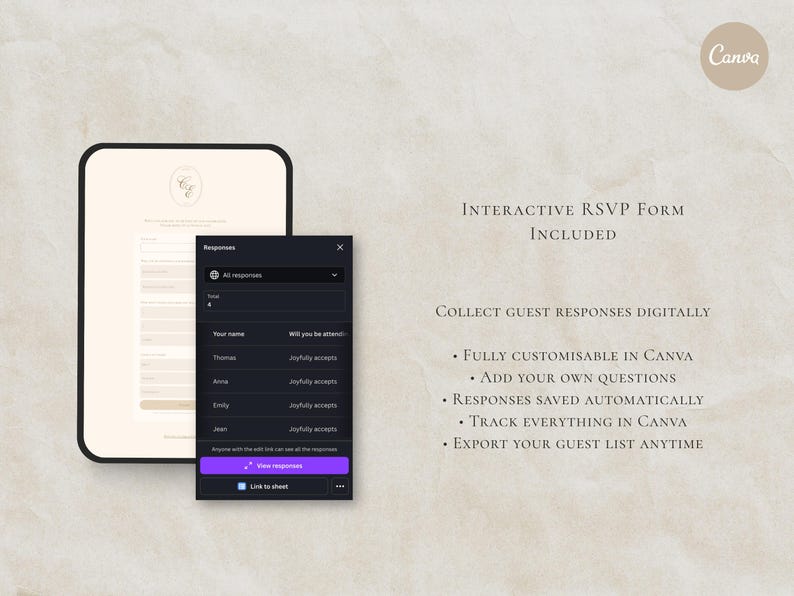 Luxury Romantic Wedding Website Template Canva Editable Save the Date Website Invitation with RSVP