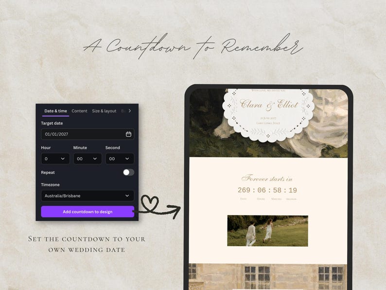 Luxury Romantic Wedding Website Template Canva Editable Save the Date Website Invitation with RSVP
