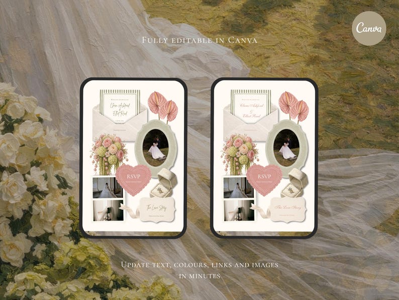 Wedding Website Template Canva Modern Invitation with RSVP