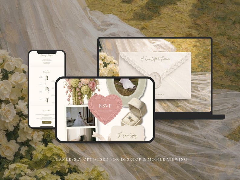 Wedding Website Template Canva Modern Invitation with RSVP