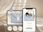 Save the Date Website Template Canva Dusty Blue Invitation with RSVP