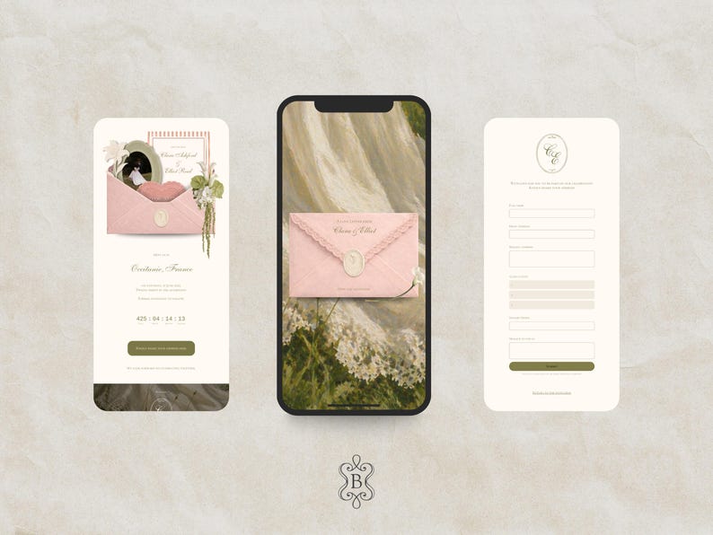 Save the Date Website Template  Blush & Sage Invitation with RSVP