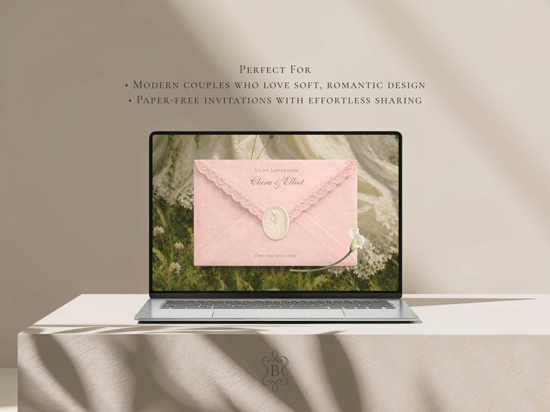 Save the Date Website Template  Blush & Sage Invitation with RSVP