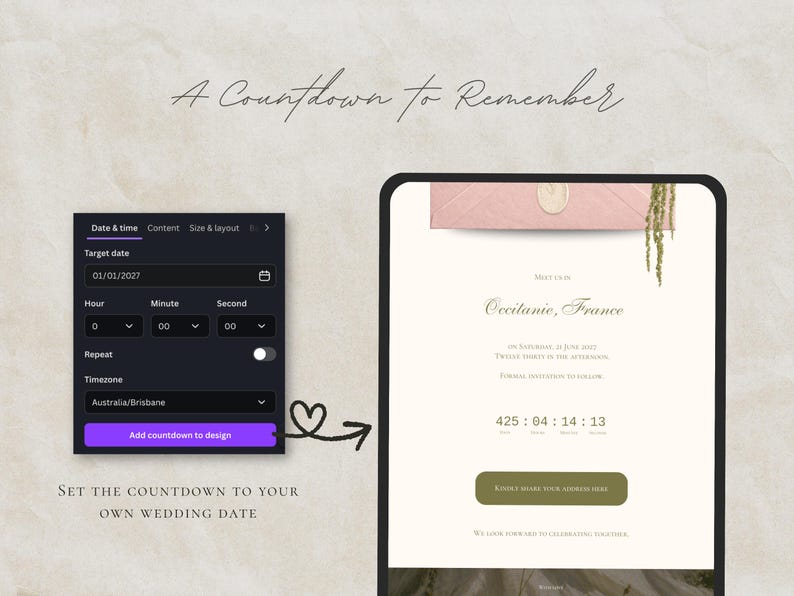 Save the Date Website Template  Blush & Sage Invitation with RSVP