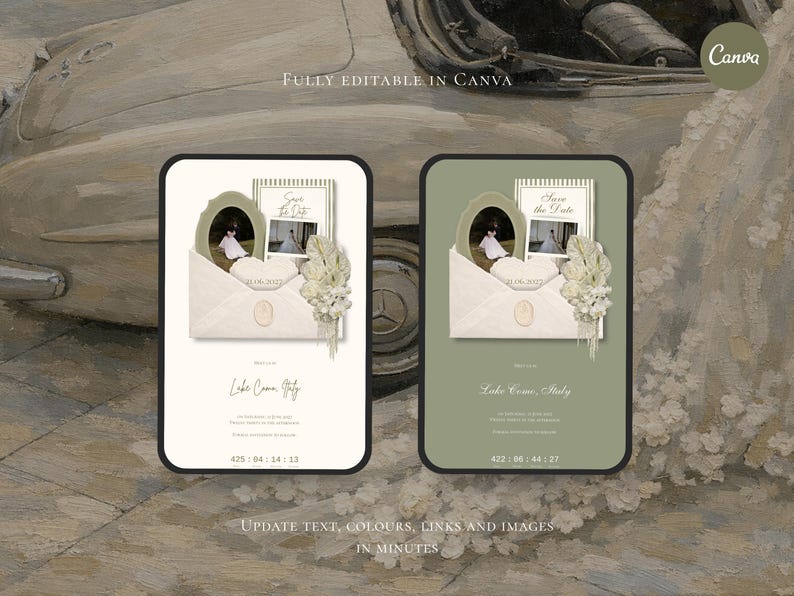 Save the Date Website Template  Sage & Ivory Invitation with RSVP