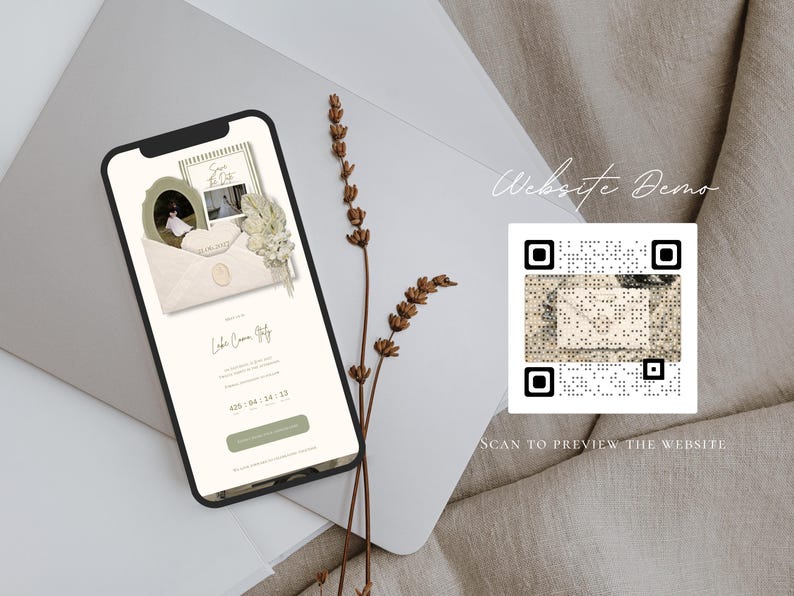 Save the Date Website Template  Sage & Ivory Invitation with RSVP