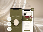Olive Green Save the Date Website Template Wedding Invitation with RSVP