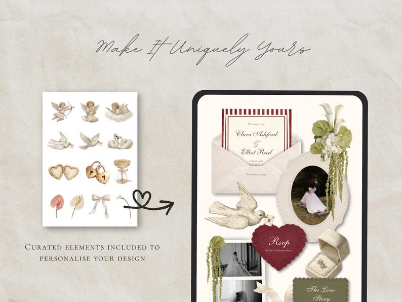 Wedding Website Template Canva Green & Burgundy Invitation with RSVP