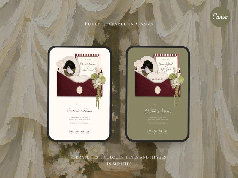 Burgundy Save the Date Website Template Wedding Invitation with RSVP
