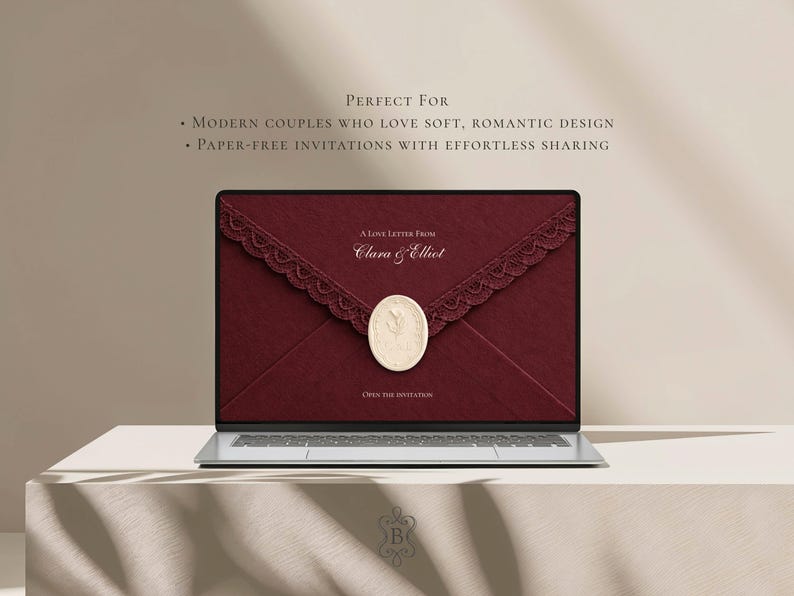 Burgundy Save the Date Website Template Wedding Invitation with RSVP