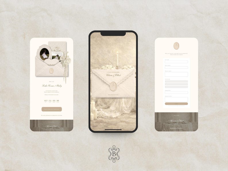 Save the Date Website Template Elegant Ivory Invitation with RSVP