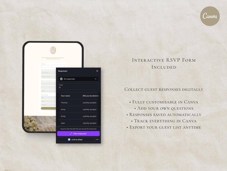 Wedding Website Template Canva Modern Invitation with RSVP