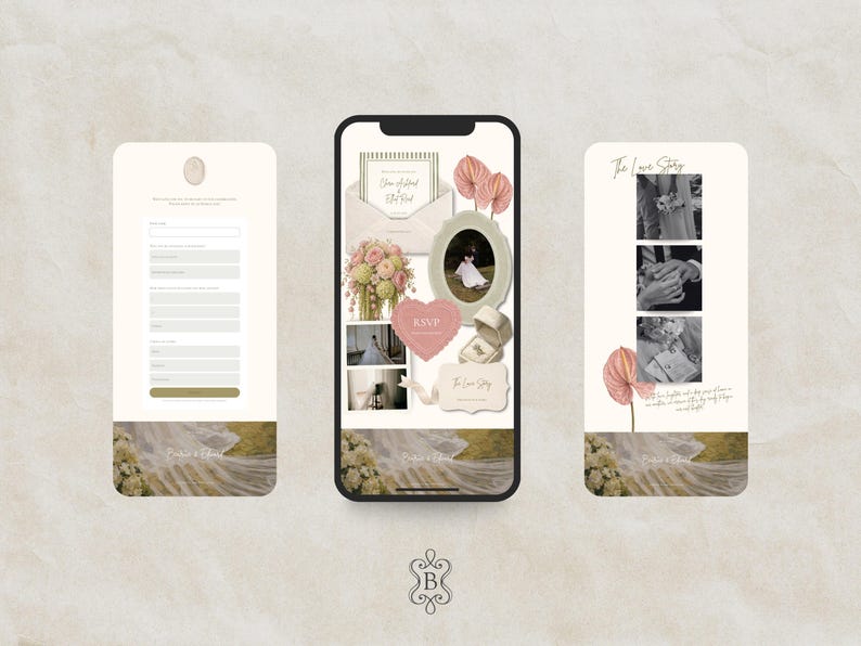 Wedding Website Template Canva Modern Invitation with RSVP