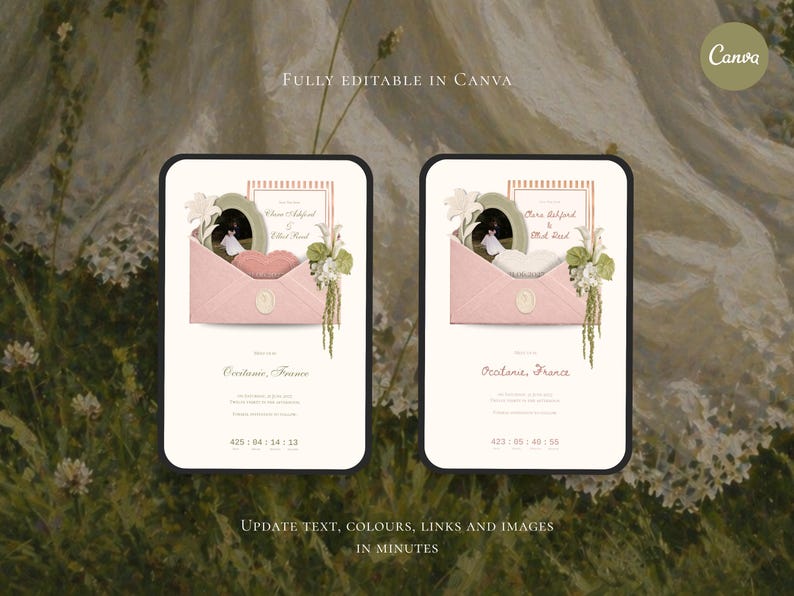 Save the Date Website Template  Blush & Sage Invitation with RSVP