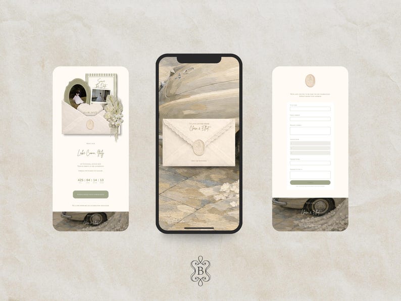 Save the Date Website Template  Sage & Ivory Invitation with RSVP