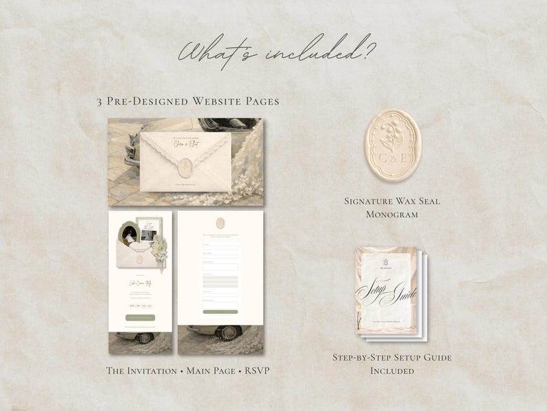 Save the Date Website Template  Sage & Ivory Invitation with RSVP
