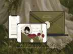 Olive Green Save the Date Website Template Wedding Invitation with RSVP