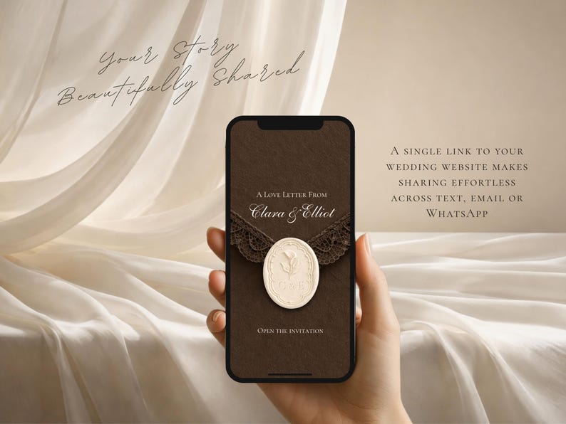 Brown and Ivory Save the Date Website Template Wedding Invitation with RSVP
