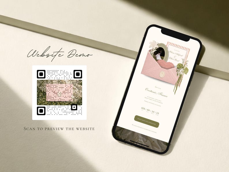 Save the Date Website Template  Blush & Sage Invitation with RSVP