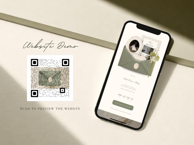 Save the Date Website Template  Sage & Lace Invitation with RSVP