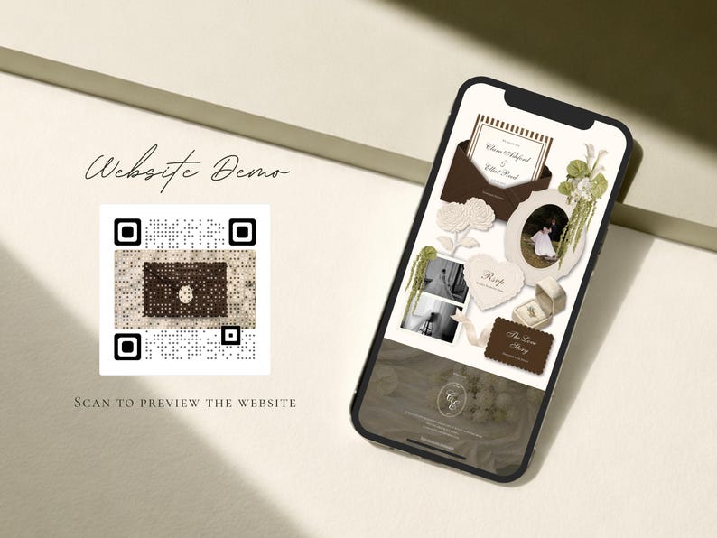 Wedding Website Template Canva Brown and Ivory Invitation with RSVP