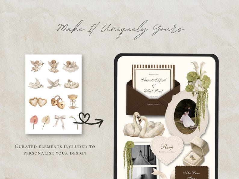 Wedding Website Template Canva Brown and Ivory Invitation with RSVP