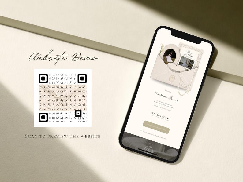 Pearl & Ivory Save the Date Website Template Wedding Invitation with RSVP