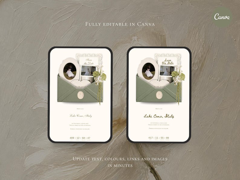 Save the Date Website Template  Sage & Lace Invitation with RSVP