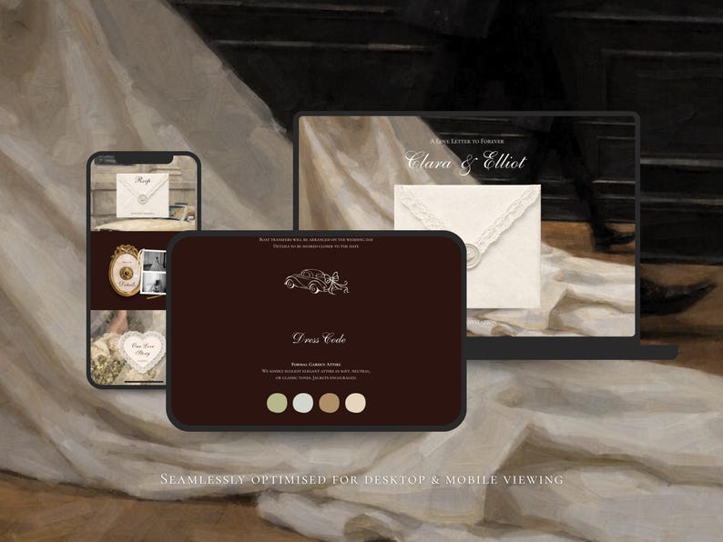 Wedding Website Template Canva Green & Burgundy Invitation with RSVP